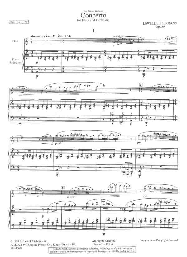 Concerto for Flute and Orchestra, Op. 39 (Flute and Piano)