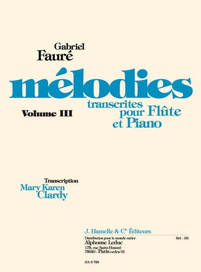 Melodies Transcribed for Flute and Piano Volume 3