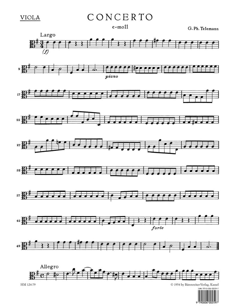 HM00124-79 Telemann Concerto Viola Part