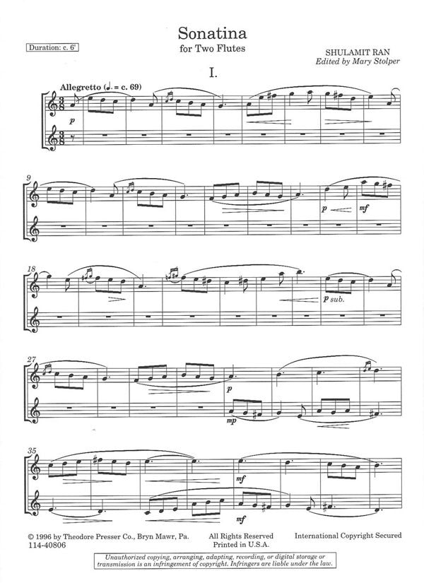 Sonatina (Two Flutes)