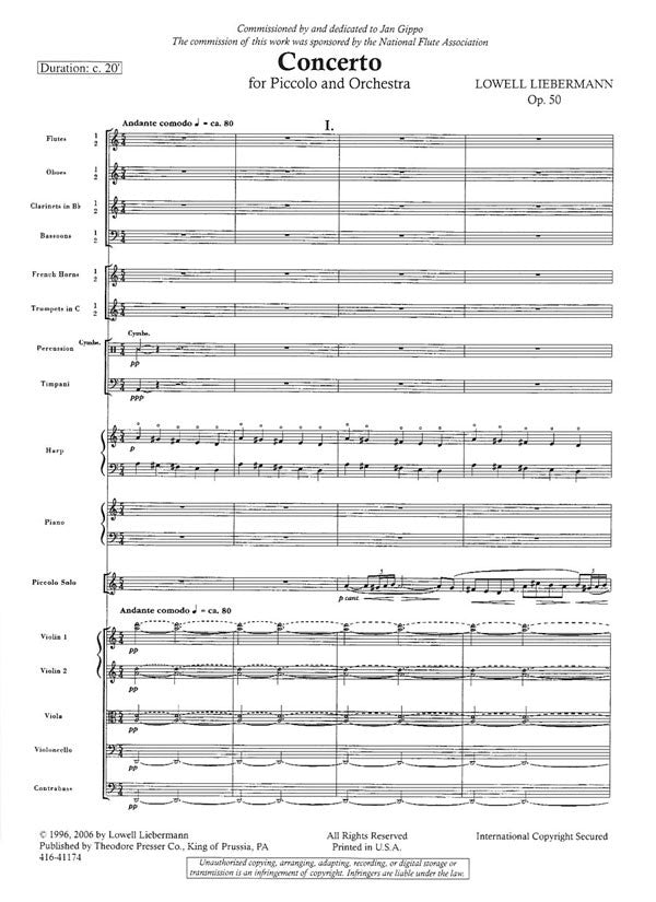 Concerto for Piccolo and Orchestra, Op. 50 (Full Score)