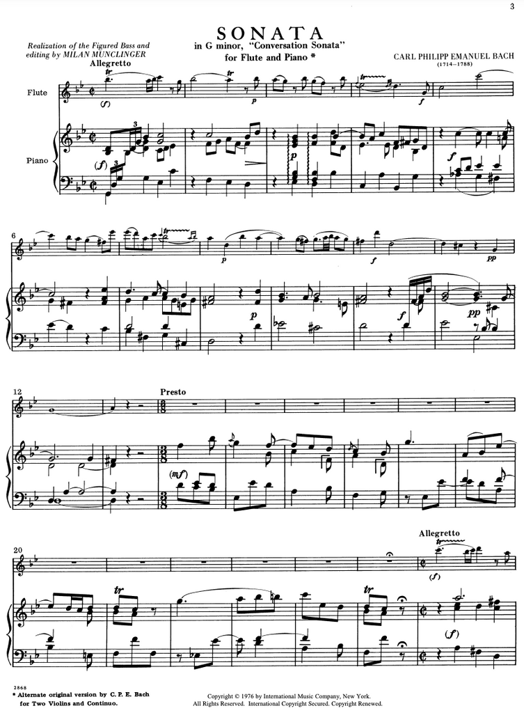 Sonata in G minor "Conversation Sonata" (Flute and Piano)
