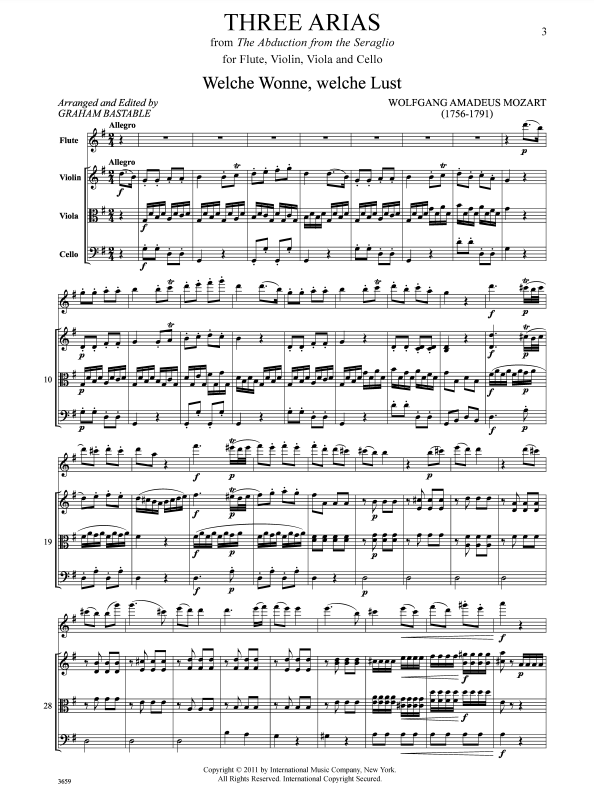 Three Arias from the Abduction from the Seraglio (Flute and Strings)