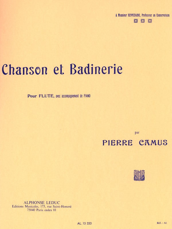 Chanson Et Badinerie (Flute and Piano)