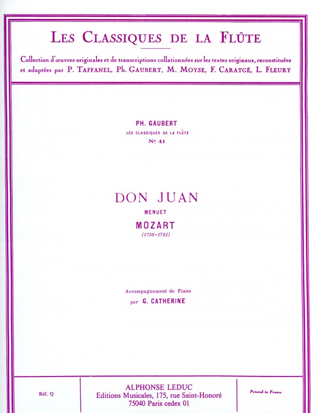 Menuet de 'Don Juan' (Classiques No.41) (Flute and Piano)