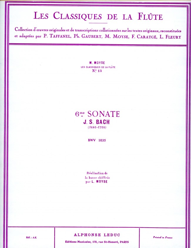 Sonata No. 6 in E Major, BWV 1035 (Flute and Piano)