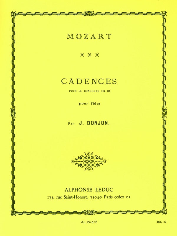 Johannes Donjon: Cadences for Mozart's Concerto in D