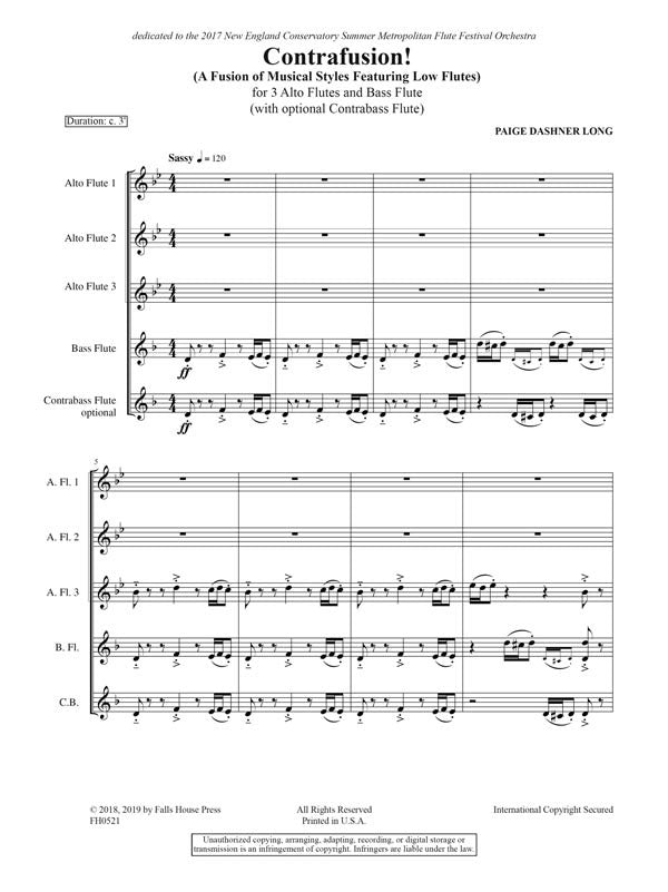 Contrafusion! (3 Alto Flutes, Bass Flute, and Contrabass (opt.))