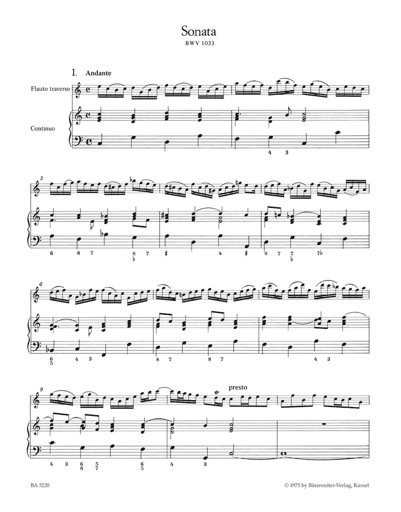 Flute Sonatas (3), BWV 1033, 1031, 1020 (Flute and Piano)