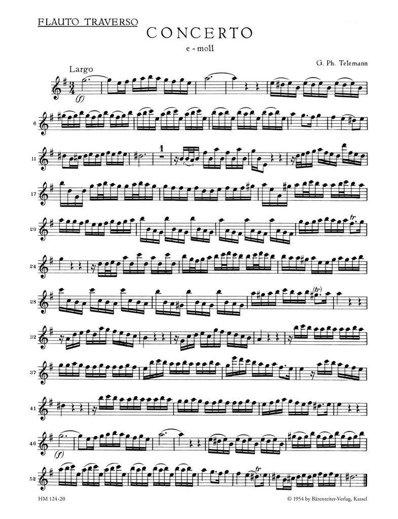 HM00124-20 Telemann Concerto Flauto Traverso Part