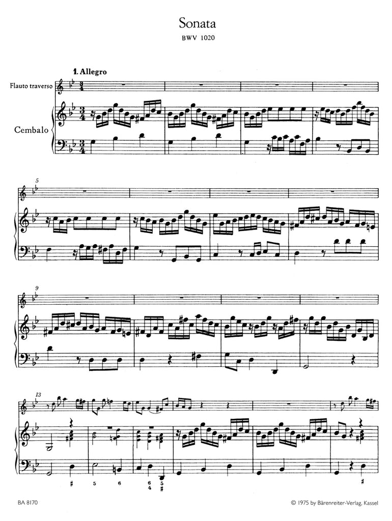Flute Sonata in g minor, BWV 1020 (Flute and Piano)
