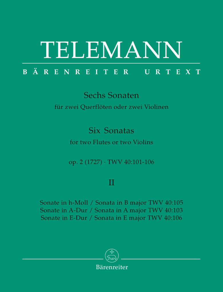 Six Sonatas Volume 2, TWV 40:103, 105, 106 (Two Flutes)