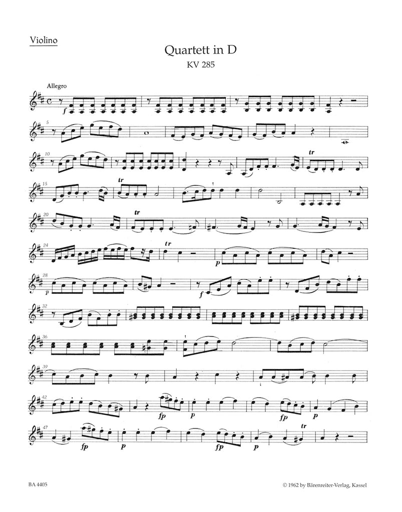 Flute Quartets (K285, K298, and K285b) (Flute, Violin, Viola, Cello)